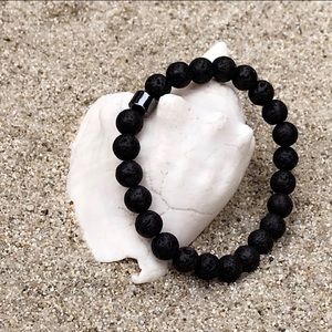 “Pivot” Beaded Bracelet | Lava Rock